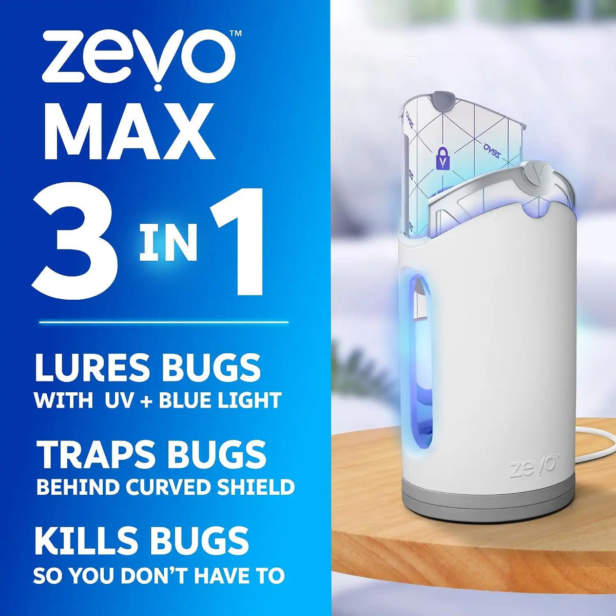 Zevo MAX Bug Catcher, Gnat & Fruit Fly Trap Indoors, 1 Base & 6 Refills