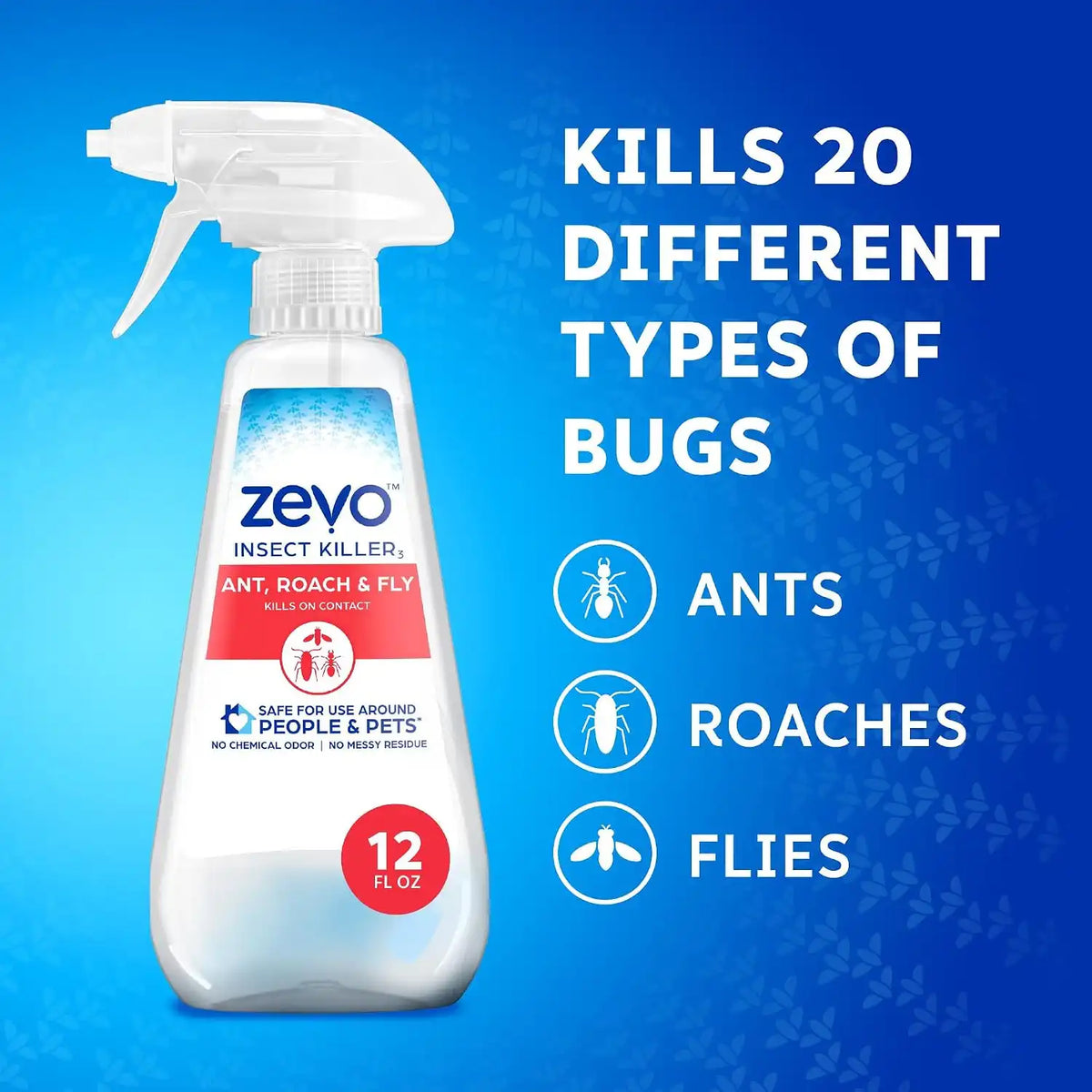 Zevo Multi-Insect Bug Killer Spray, for Ant, Fly, Spider & Roach, 3 Bottles