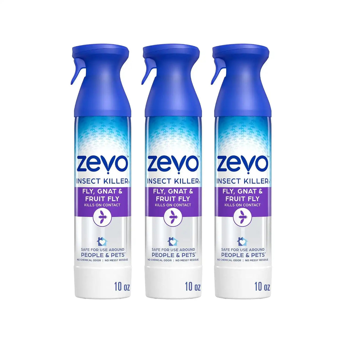 Zevo Flying Insect Bug Aerosol Spray, Kills Flies & Fruit Flies, 3 Bottles