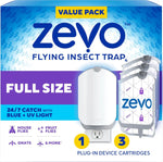 Zevo Flying Insect Trap for Fruit Flies & Gnats, 1 Plug-in Base & 3 Refills