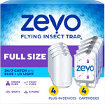 Zevo Flying Insect Trap for Fruit Flies & Gnats, 4 Plug-in Bases, 4 Refills