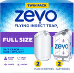 Zevo Flying Insect Trap for Fruit Flies & Gnats, 2 Plug-in Bases, 2 Refills